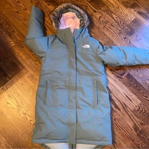 The North Face Girls Artic Swirl Parka - XL - Green/ pink